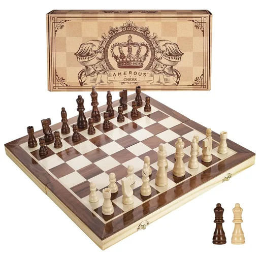 AMEROUS Magnetic Wooden Chess Set, 15"