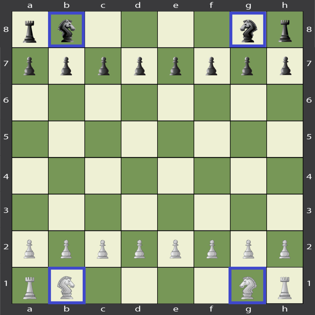 Knight chess piece on a board