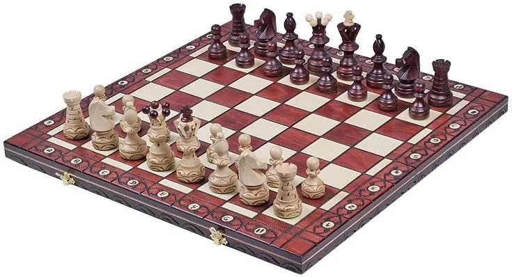 Handcrafted Wooden Chess Set, 21"