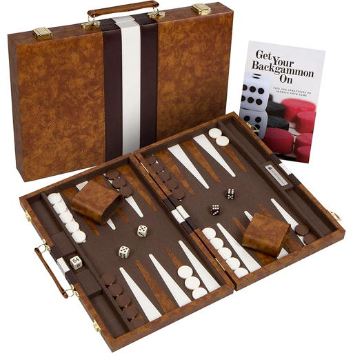 Get The Games Out Medium Backgammon Set, Brown