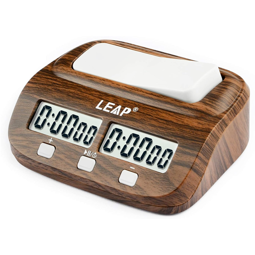 LEAP Digital Chess Clock Timer with Alarm Function, Wood Appearance