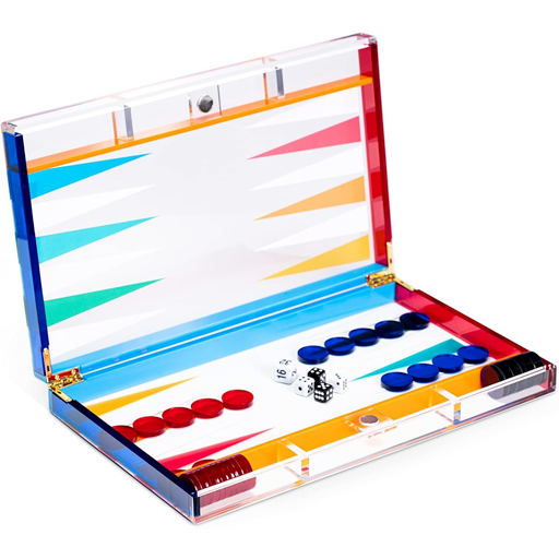 Luxury Designer Acrylic Backgammon Set, Multicolor