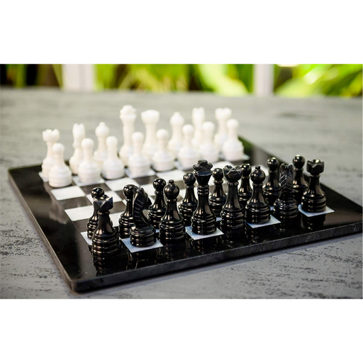 RADICALn Black and White Weighted Marble Chess Set, 15"