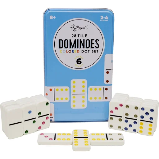 Regal Games Double 6 Dominoes Colored Dots Set