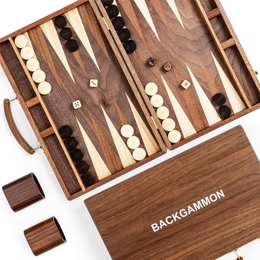 Ropoda Sapele Wooden Backgammon Set, Brown